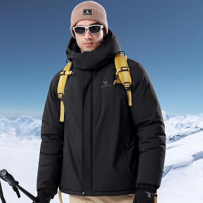 CAMEL CROWN Men's Mountain Ski Snow Jacket Waterproof Winter Coat Snowboarding Windbreaker Windproof Warm Hooded Snow Coat