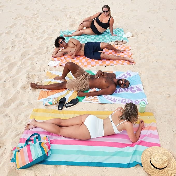 Dock & Bay Beach Towel - Quick Dry, Sand Free - Compact, Lightweight - 100% Recycled - Includes Bag - Vitamin Sea - Large (160x90cm, 63x35)