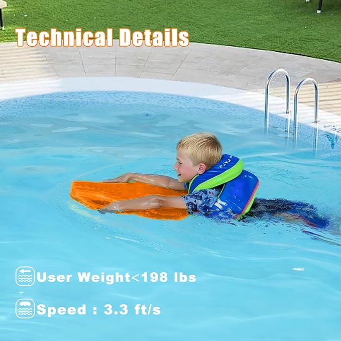 Electric Swimming Kickboard for Kids,Motorized Swim Board with Water Gun, Motorized Swim Training for Children Adults, 60N Thrust, 198 lbs Buoyancy, 25V Rechargeable Battery