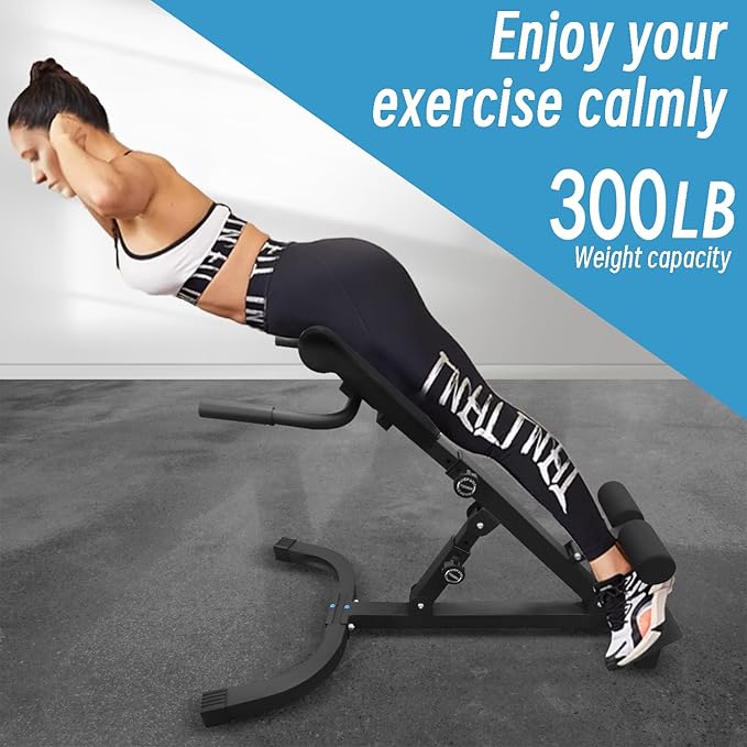 Hyper Back Extension Roman Chair - Back Extension Bench Machine for Glute, Hamstring and Lower Back, Multi-Functional Bench for Full All-in-One Body Workout, Foldable for Home Gym Fitness