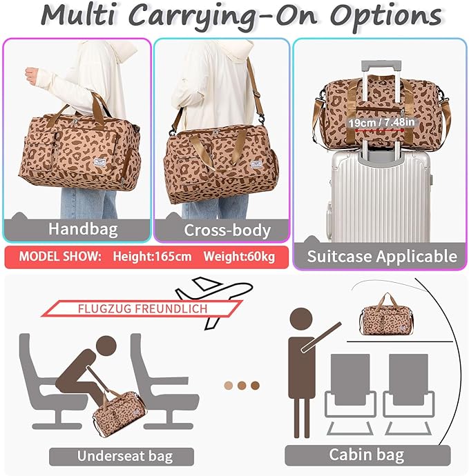 FIORETTO Women's Gym Duffle Bag with Shoes Compartment, 37L Capacity, Ideal for Travel, Gym, Sports, Duffel, Weekender