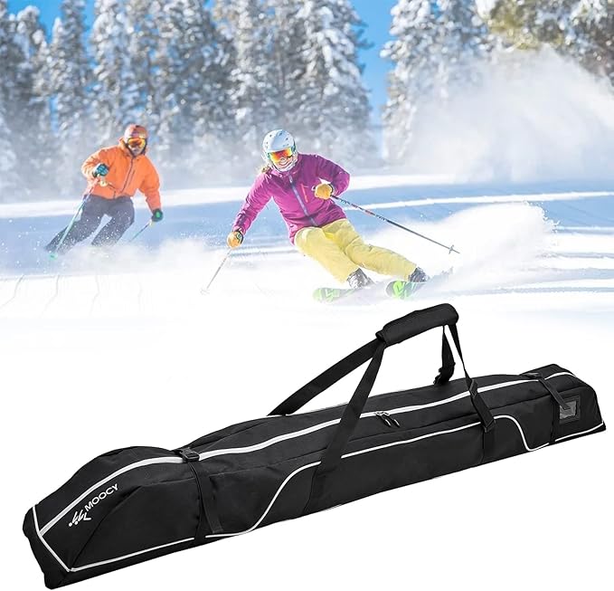 Ski Bag,Single Ski Bags for Air Travel,Ski Bag with Separate Pole Slot,Ski Travel Bag for Snow Gear, Poles and Accessories
