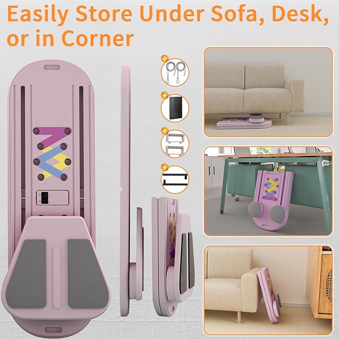 Pilates Reformer Board, 6 in 1 Portable & Foldable Pilates Reformer Set with Resistance Bands, Pilates Board for Home Workout, Multifunctional Abdominal Board