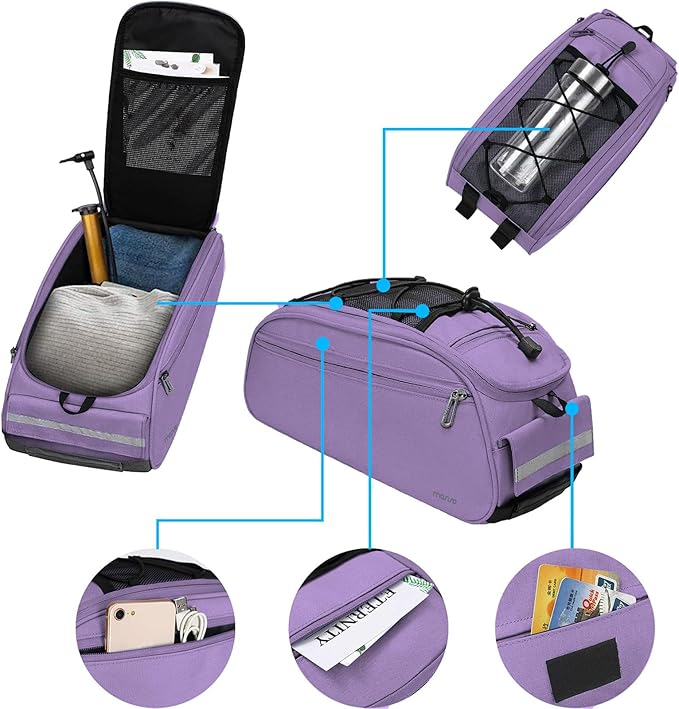 MOSISO Bike Rack Bag, Waterproof Bicycle Trunk Pannier Rear Seat Pouch Cycling Bike Carrier Backseat Storage Luggage Saddle Shoulder Bag