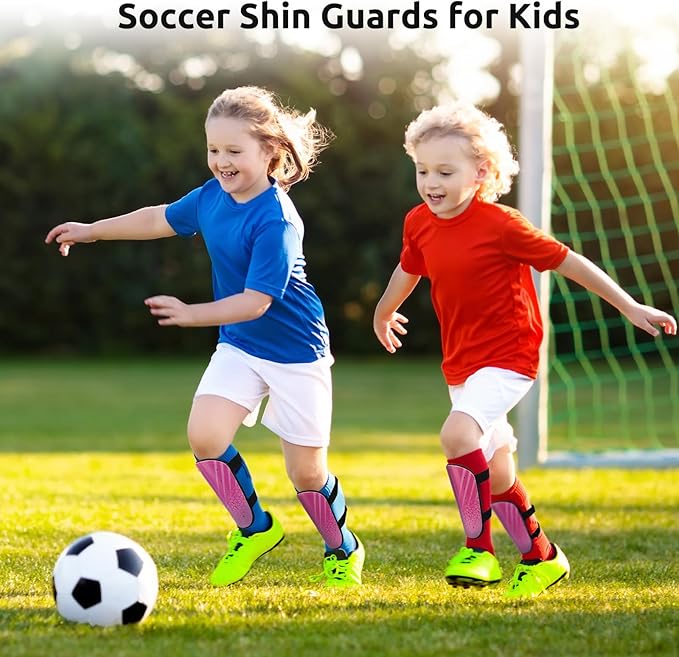 Shin Guards Soccer Youth Kids - Shin Guard for Boys Girls Teenagers Toddler 2-18 Years Old - Football Shin Pads Protection Equipment with Adjustable Straps