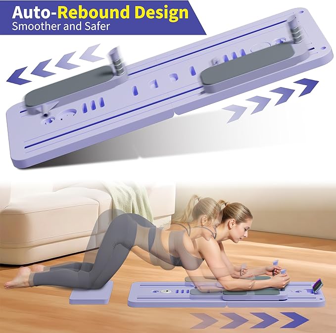 Pilates Reformer Set, ESBANY Pilates Board with Phone Holder, Multi-Purpose Foldable Pilates Reformer Machine, Portable Home Pilates Slider Board Equipment for Home Workout, Fitness, Exercise, Abs