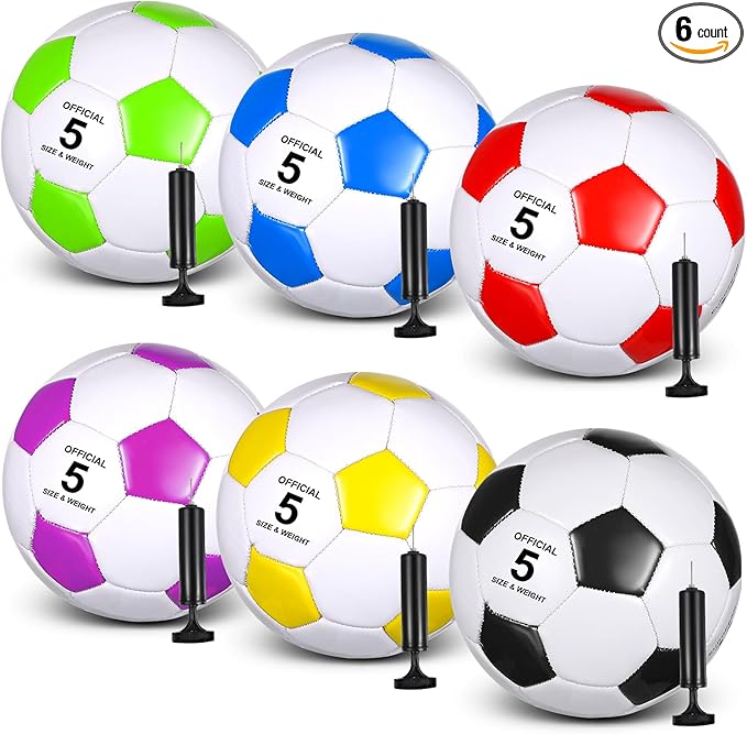 6 Pcs Operation Christmas Soccer Ball Bulk with Pump Needles, Size 3 4 5 Deflated Soccer Ball Gift for Youth Adult Game Training Practice Christian Charity Donation Supplies
