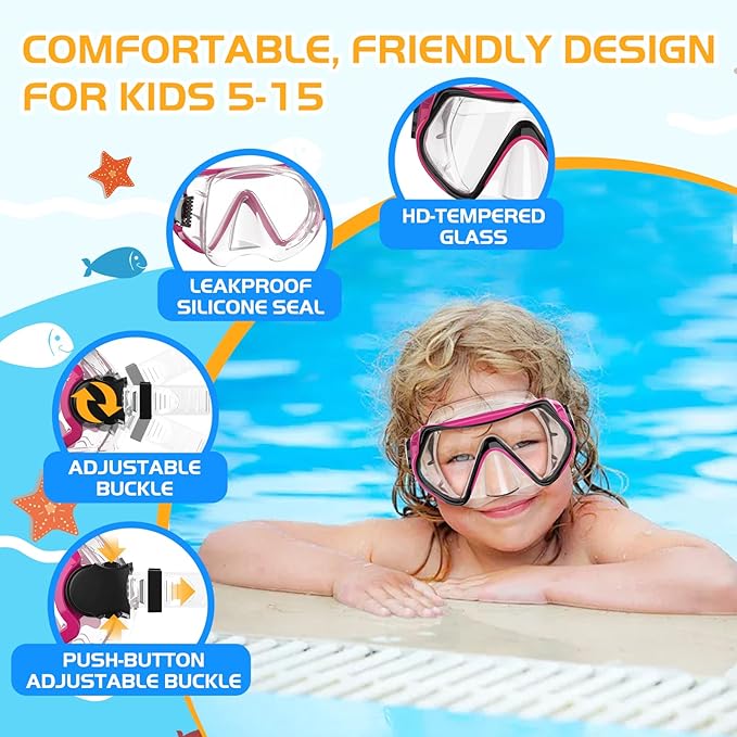Snorkeling Gear, Dry Snorkel Set180° Panoramic Wide View,Anti-Fog Scuba Diving Mask, Professional Snorkeling Gear for Free Breathing, Swimming, Diving