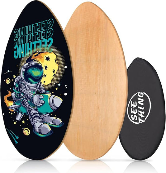 seething 35 Inch Skimboard with High Gloss Coat Wood Skim Board for Beginners,Kids, Teenagers, Adults and All Skimming