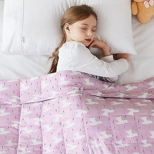 L'AGRATY Weighted Blanket - 40"x60" 7lbs Cooling Breathable Weighted Blanket Microfiber Material with Glass Beads