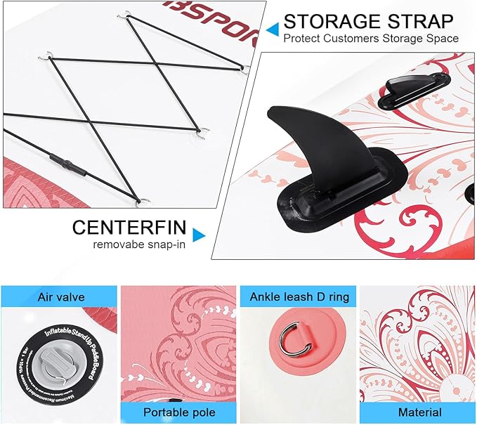 FBSPORT 11' Premium Stand Up Paddle Board, Yoga Board with Durable SUP Accessories & Carry Bag | Wide Stance, Surf Control, Non-Slip Deck, Leash, Paddle and Pump for Youth & Adult