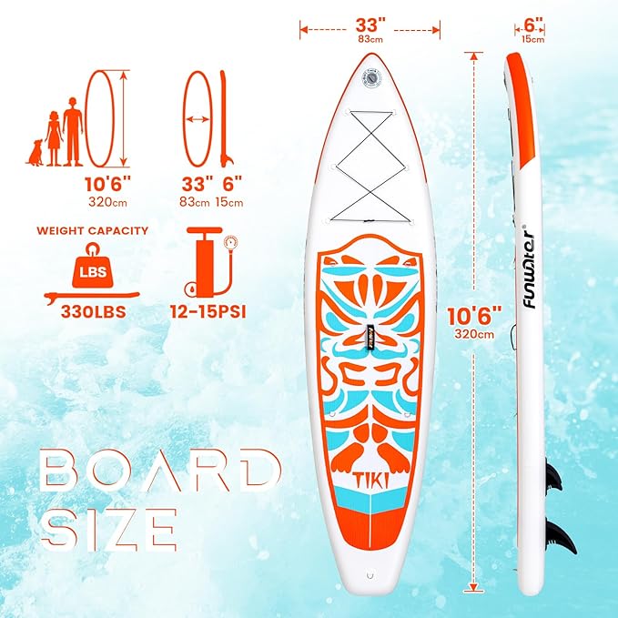 FunWater Inflatable Ultra-Light Stand Up Paddle Board for All Skill Levels with Premium SUP Paddleboard Accessories,Non-Slip Comfort Deck for Youth & Adults