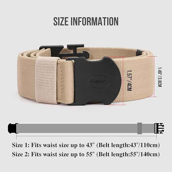 WHIPPY Mens Elastic Stretch Belt Unisex Adventure Web Belt for Women Men with Non-Metal Buckle Adjustable Belts