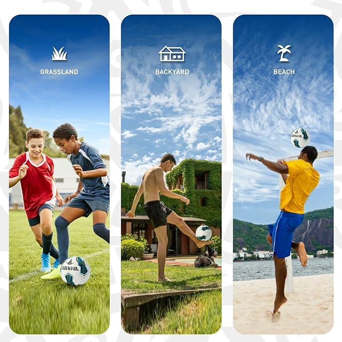 Soccer Ball Size 5 for All Age Recreational or Professional Outdoor Practice, PU Official Size&Weight, Size 5 Soccer Ball for Boys Youth Adults College Team, Ideal Gifts with Pump and Carry Net