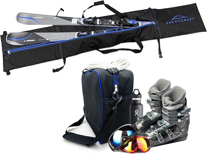 Savvycraft Padded Ski bag and Boot Bag Combo, Thick Padded Ski and Boot Bag 2-Piece Set for Protection and Easy Travel