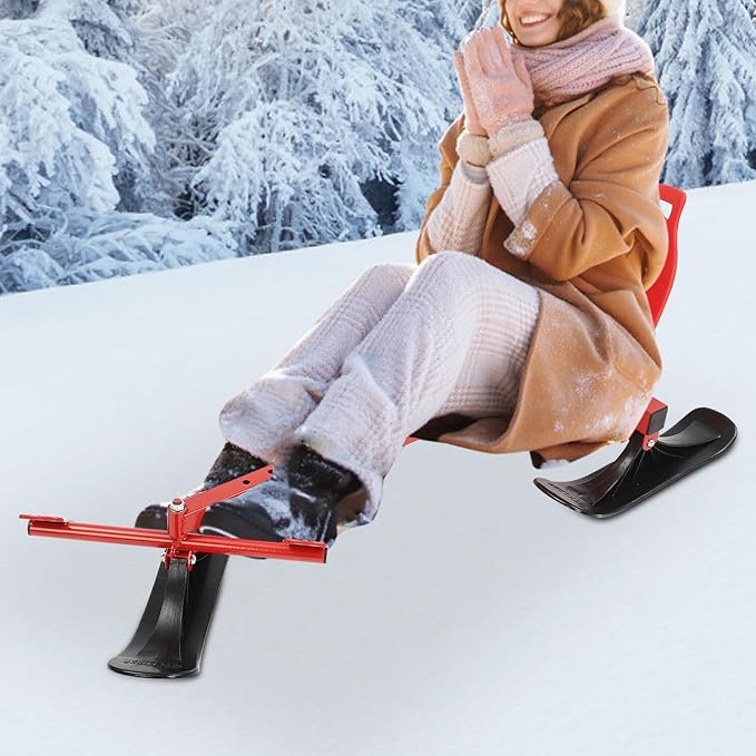 Snow Racer Scooter, Modern Ski Scooter Scooter up to 192.9lbs Board Snow Racer Sled for Kids and Adults