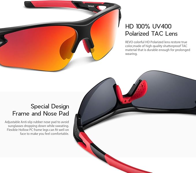 BEACOOL Polarized Sports Sunglasses for Men Women Youth Baseball Fishing Cycling Running Golf Motorcycle Tac Glasses UV400