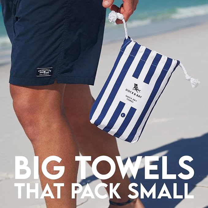 Dock & Bay Beach Towel - Quick Dry, Sand Free - Compact, Lightweight - 100% Recycled - Includes Bag - Cabana - Cayman Khaki - Large (160x90cm, 63x35)