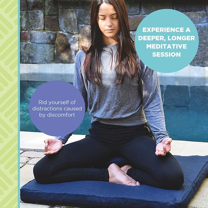 Bean Products Meditation Cushion - Zabuton Meditation Pillows for Sitting on Floor, Yoga Cushion, Cotton Yoga Pillow, Zen Kneeling Prayer Pad- Made in USA - Premium 32x26x3, Earth