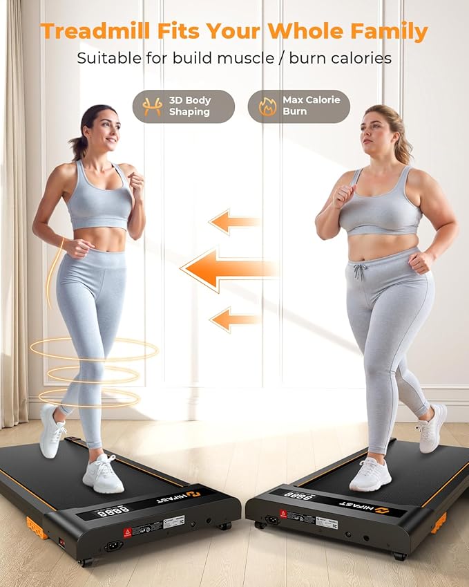 Walking Pad, 2.5HP Under Desk Treadmill for Home Office, 300 Lbs Capacity Portable Treadmills with Remote Control & LED Display, 2 in 1 Running Pad for Walking Jogging and Running