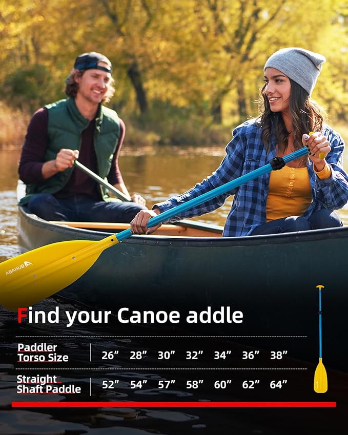 Abahub Adjustable Canoe Paddle Aluminum Shaft, 4'3''-5'3''/130cm-160cm, Floatable Oar for Canoeing Boating Kayaking
