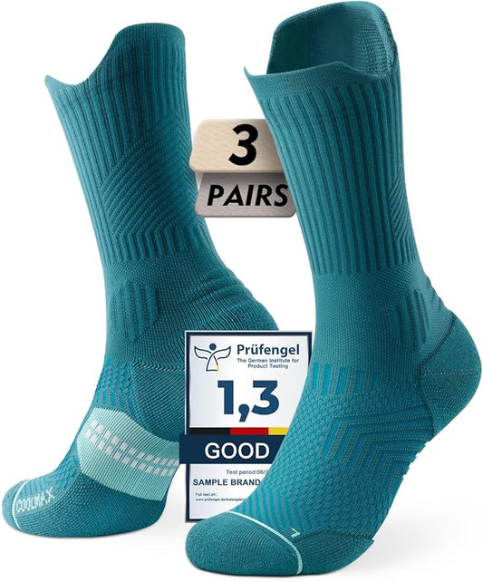 Mens Bamboo Viscose Coolmax Crew Compression Running Socks Athletic Hiking Workout Moisture Wicking Anti-Blister