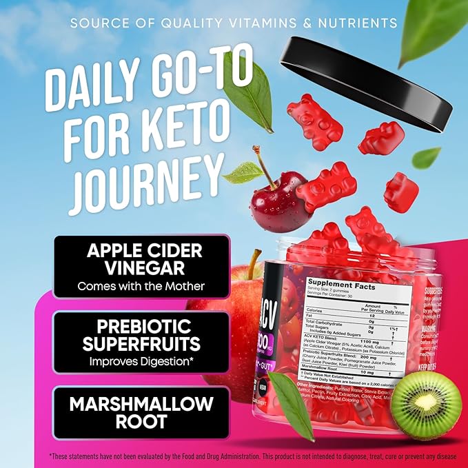 JOYLI Nutrition (2 Pack Advanced Keto ACV Gummies - Sugar Free Apple Cider Vinegar - Keto Supplements + Marshmallow Root - Alternative to Apple Cider Vinegar Capsules - 120 Gummies