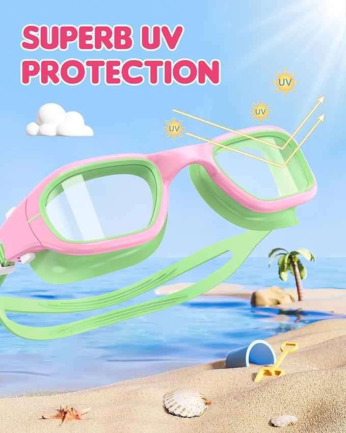 Kids Swim Goggles,Swimming Goggles for Kids 6-14, Anti-Fog UV Protection Pool Glasses for Boys Girls