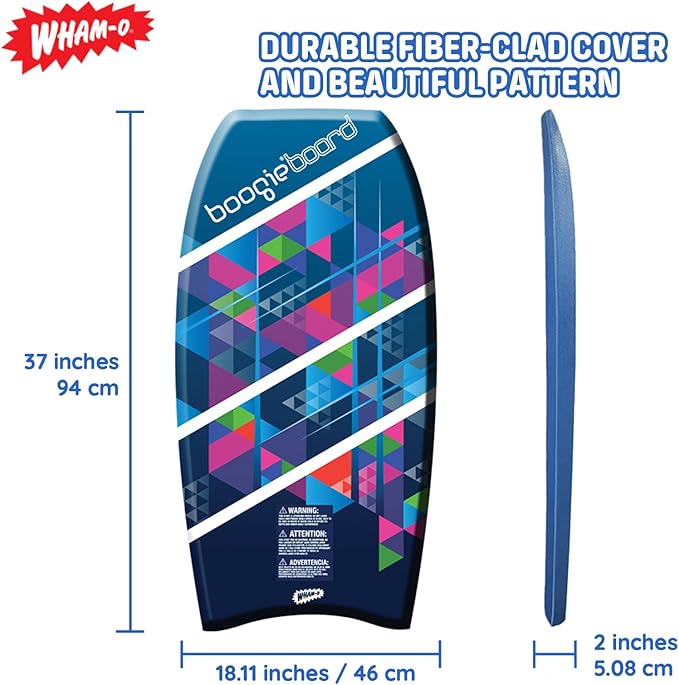 Wham-O Boogie Boards, 37" Body Board for Beach, Lightweight Bodyboard with Wrist Leash for Beginners and Training All Wave Conditions(1 Pack)