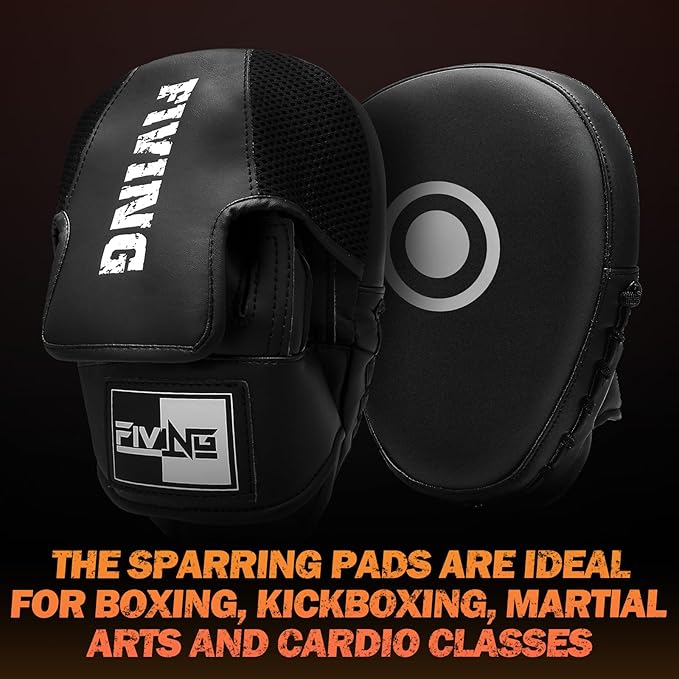 Boxing Pads for Men, Women, & Kids, Leather Focus Mitts for Martial Arts, Boxing Training, Curved Punch Mitts for Karate, Kickboxing,Muay Thai, Taekwondo
