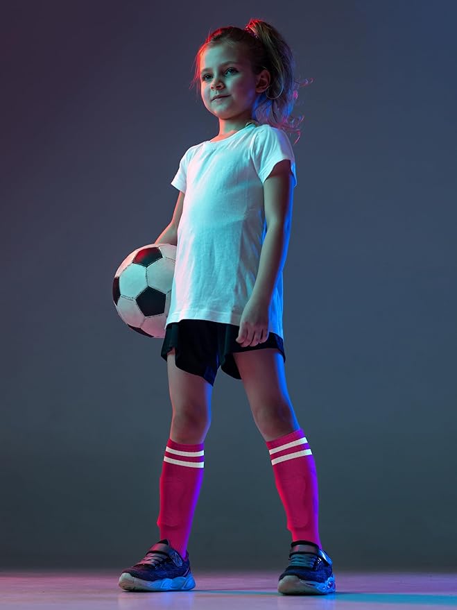Kids Soccer Shin Guards and Socks Toddler Soccer Shin Pads Protective Defender Gear for 3-15 Years Old Youth Boys Girls