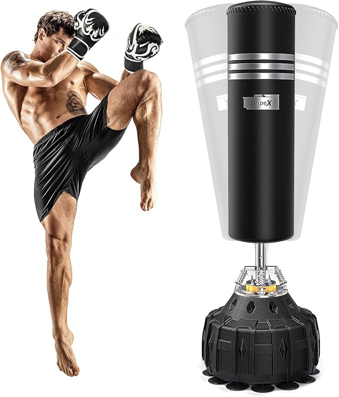Dripex Freestanding Punching Bag, Heavy Boxing Bag with Stand for Adult Youth - Men Standing Boxing Punch Bag for Home Gym Workout