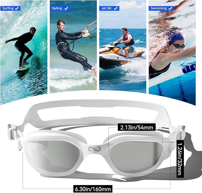 COPOZZ Swim Goggles Adult Women, Swimming Goggles for Women & Men, Anti-Fog No Leaking UV Protection for Adult