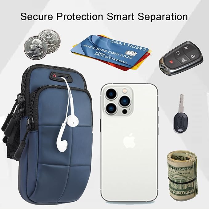 Phone Holder, Arm Bands for Workout, Use for Running, Walking, Hiking & Biking (Blue)