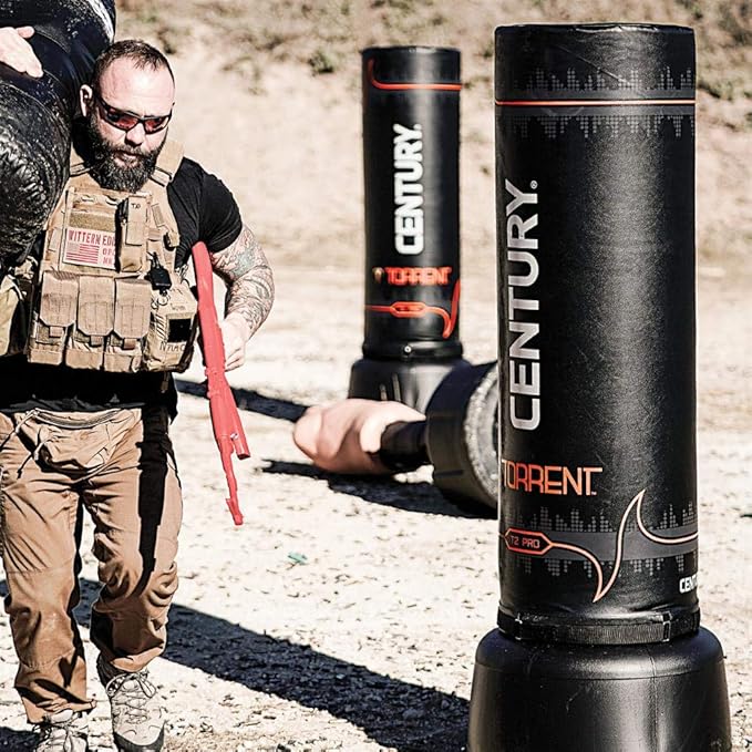 Century Torrent Freestanding Punching Bags - T1 or T2 Options | Black Free Standing Training Heavy Bag | Ideal for Martial Arts, Boxing, Kickboxing and Cardio Workouts | Designed for Men and Women