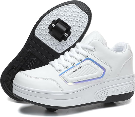 Wooowyet Roller Skate Shoes for Kids Boys Girls Rechargealbe Wheels Sneakers Fashion Roller Wheeled