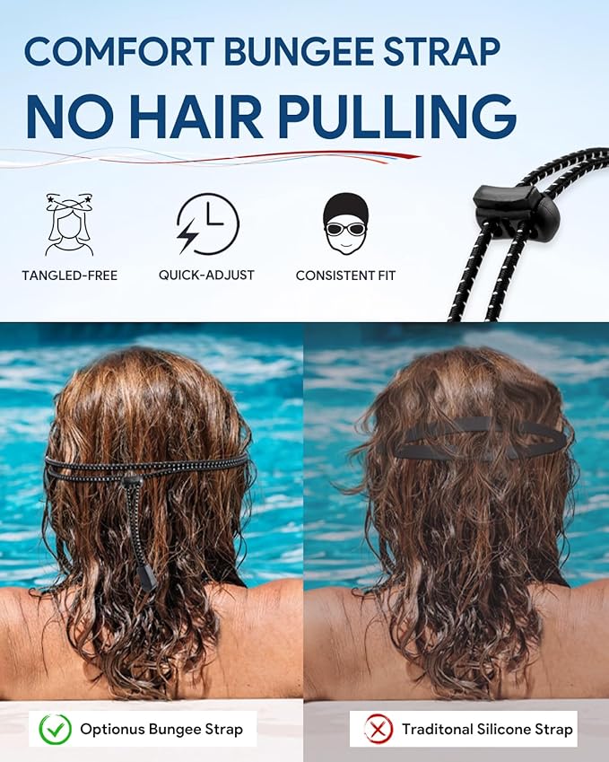 Swim Goggles, Polarized Adult Swimming Goggles Bungee Strap No Hair Pulling Anti-fog Pool Goggles for Men Women