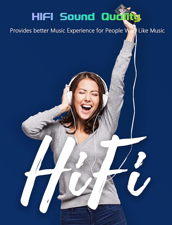 96GB MP3 Player with Bluetooth 5.0: Portable Lossless Sound Music Player with HD Speaker,2.4" Screen Voice Recorder,FM Radio,Touch Buttons,Support up to 64GB for Sport(Earphones&64GB TF Card Included)