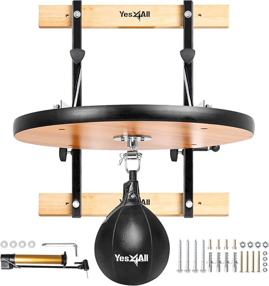 Yes4All 24 inches Adjustable Speed Bag Platform with Upgraded Speed Balls, Wall Mount Punching Bag Boxing Training Full Kit
