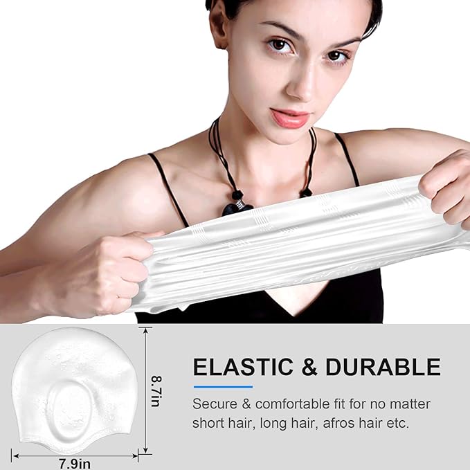 Swimming Cap, Silicone Swim Cap for Women Men, Durable Non-Slip Waterproof Swim Cap Protect Ears, Long Hair for Adults, Older Kids