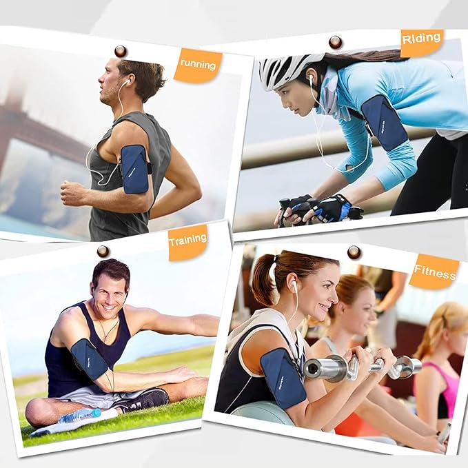 Phone Holder Armband, Small Crossbody Shoulder Holsters Bag with Arm Band, Fits iPhone and Android, Use for Running, Walking, Hiking & Biking (6.7 Inches, Blue)