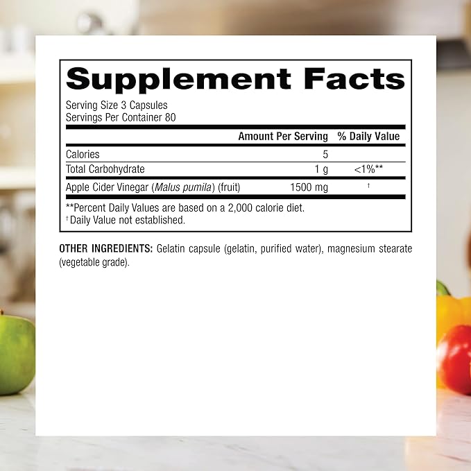 Webber Naturals Apple Cider Vinegar Capsules with The Mother, 1500 mg per Serving, High Potency, 240 Capsules, Natural Digestion Support, Sugar, Dairy & Gluten Free