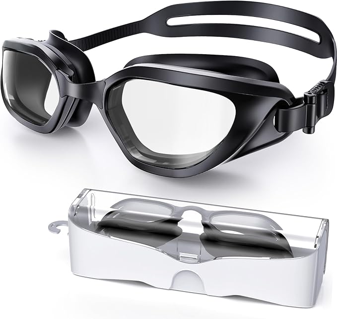 Swim Goggles, Unisex Adult Swimming Goggles Anti Fog Anti UV No Leakage Wide View for Men Women Youth
