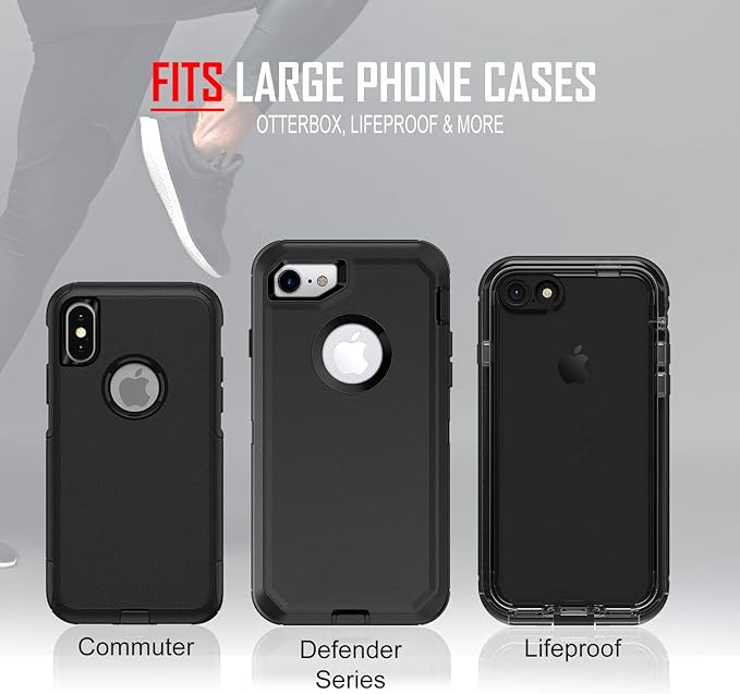 RevereSport Waterproof Running Armband for Phone with Case On (Otterbox, Lifeproof). Sports Phone Holder Compatible iPhone 17/16/15/14/13/12/11/SE Samsung S25/S24/S23/S22/S21/S20 (Medium)