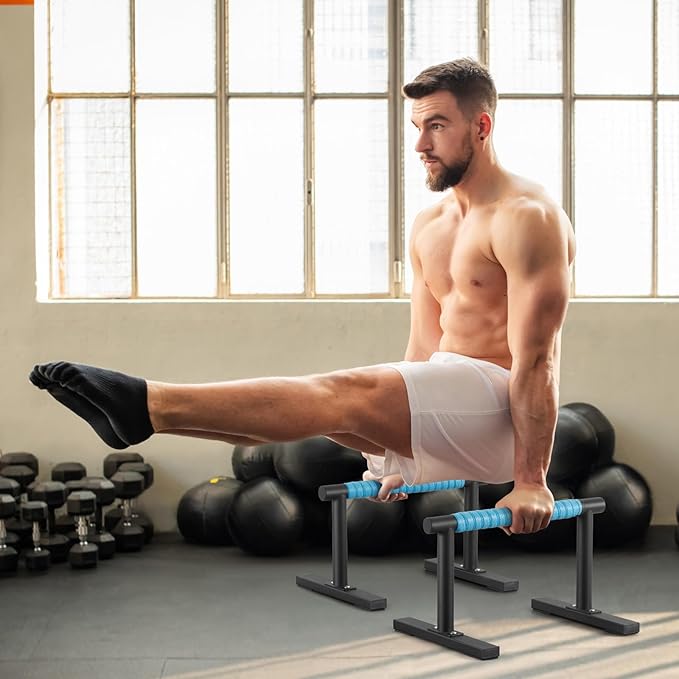 Strength Training Parallettes I-Sit Push Up Bars, Pushup Handles Calisthenics Equipment for Home Workout, Anti-slip Gymnastics Bars, Handstand & Dip Bar for Outdoor Exercise