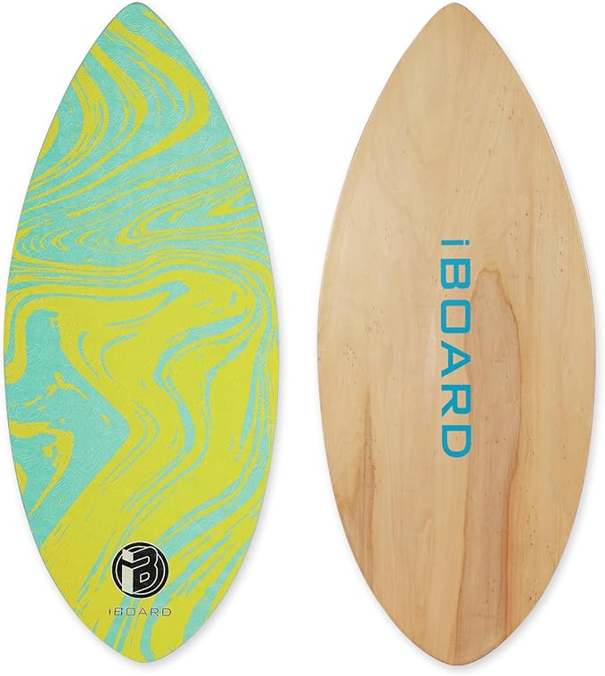 36” Skipper Skimboard with High Gloss Coat Wooden Skim Boards for Beginners, Teenagers and Adults Beach Skimboard 3 Color Traction Pad to Choose