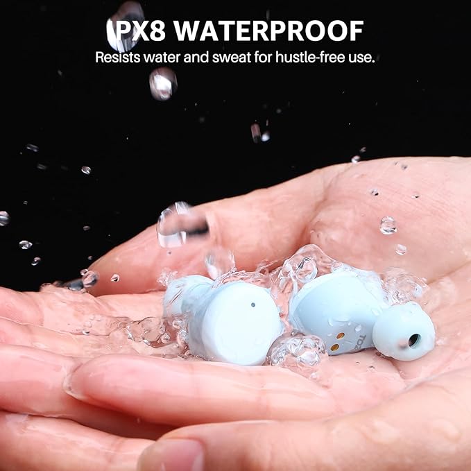 TOZO T6 Wireless Earbuds, IPX8 Waterproof Ear Buds, Stereo Bass Sound Bluetooth 5.3 Headphones in Ear, 50 Hours Playtime Earphones, Wireless Charging Case, Custom 32 EQ via APP