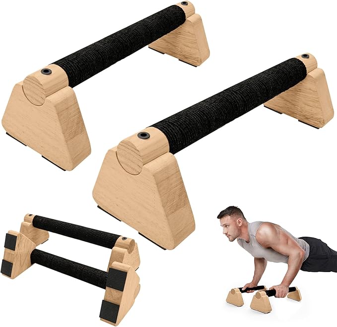Parallettes Bars - Wooden Calisthenics Equipment for Handstand Training, Push Up Bars & Calisthenics Bar - Handstand Blocks and Pushup Handles for Men