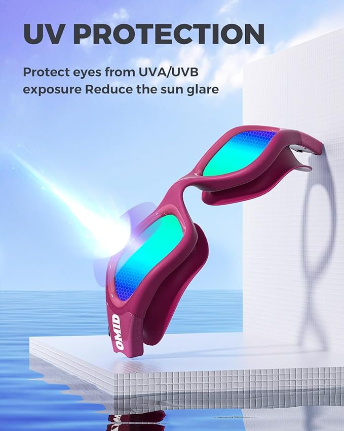 OMID Swim Goggles, P2 Polarized Swimming Goggles for Men Anti-fog Goggles Swimming for Adult Women