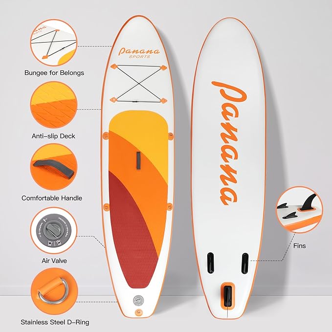 Panana Inflatable Stand Up Paddle Board, 10'x31 x6 SUP with Premium Paddle Board Accessories Kit, Anti-Slip EVA Deck for Adults Youth of All Skill Levels